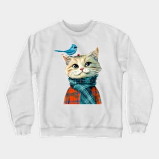 Cat with bird Crewneck Sweatshirt